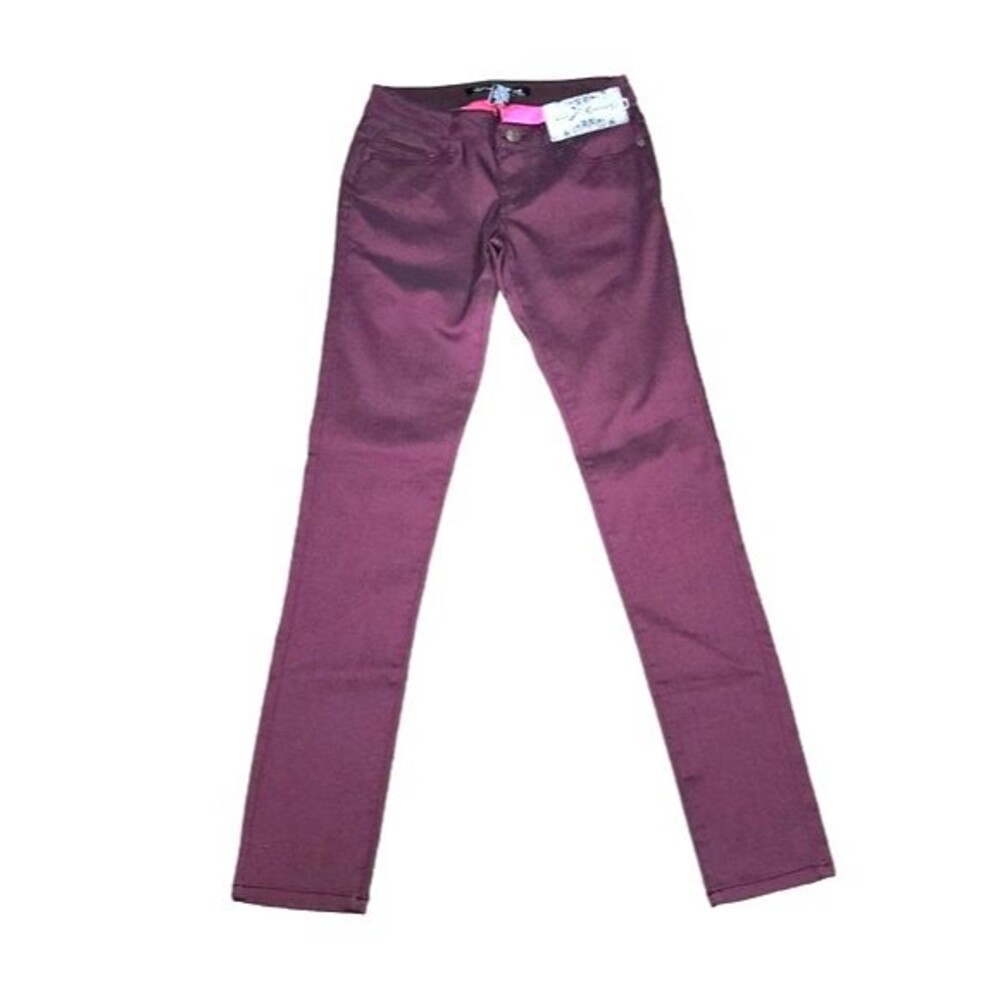 Celebrity Pink Dark Magenta Denim Classic 5 Pocket Skinny Jeans Juniors Size 1 - Picture 2 of 8